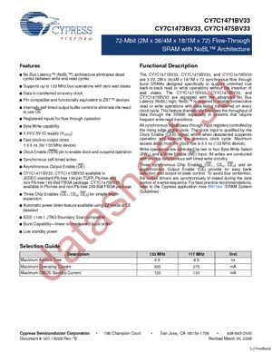 CY7C1471BV25-133AXC datasheet  